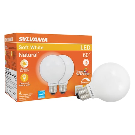 Sylvania Sylvania TruWave G25 E26 (Medium) LED Bulb Soft White 60 Watt Equivalence 2 pk 40767